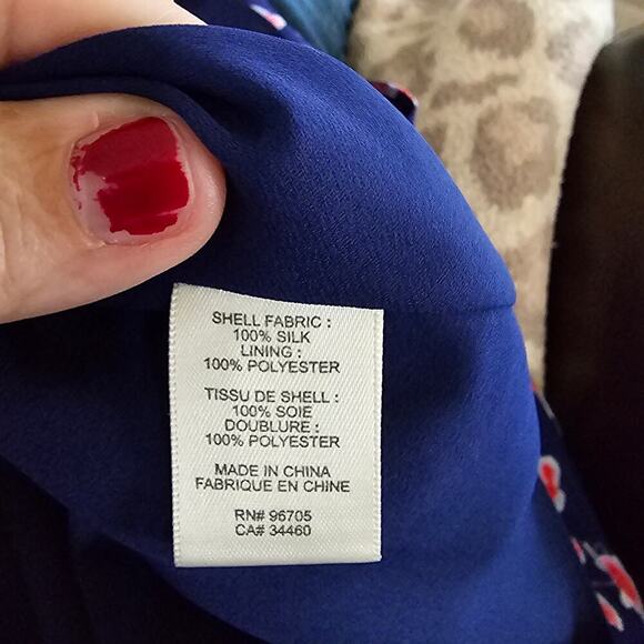 Rebecca Taylor Kyoto Silk Floral Women's Size 12 Navy Red Floral Print TV Show - Picture 8 of 9